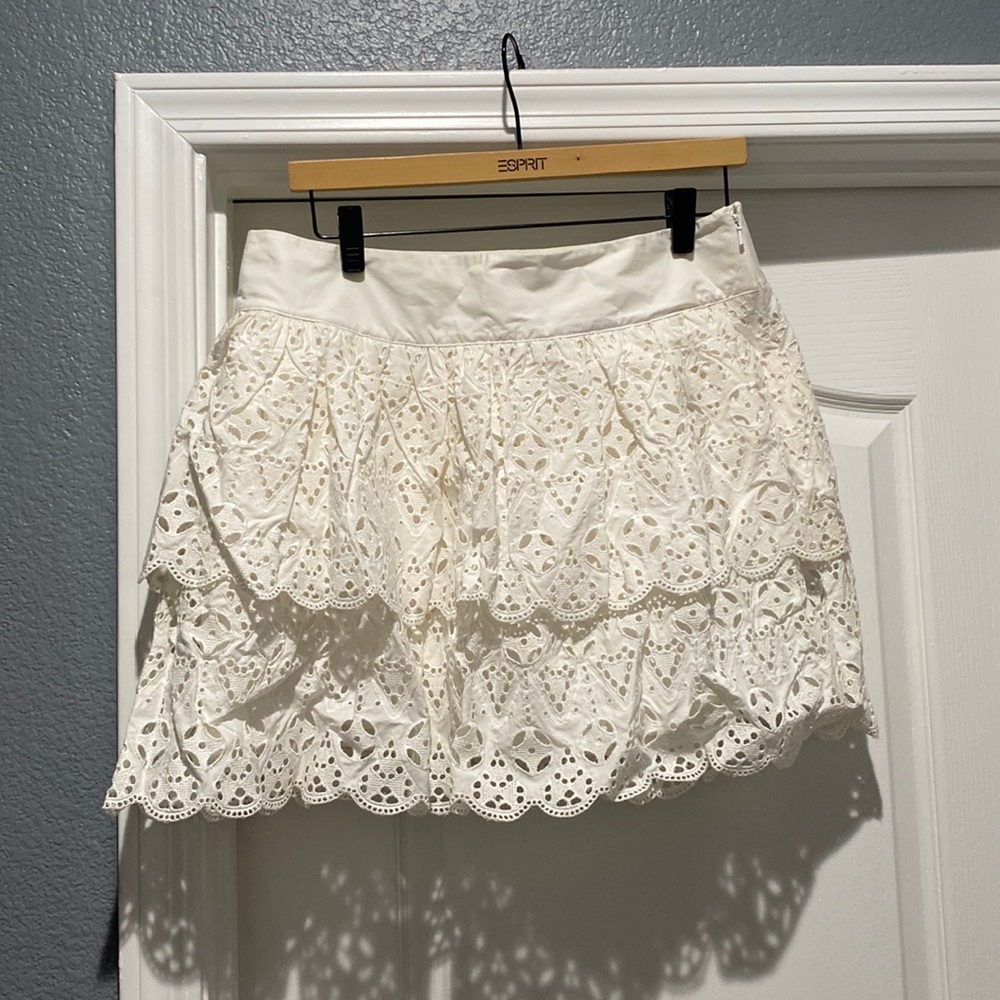 Banana Republic White/Cream Ruffle Skirt